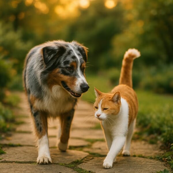 Bergers Australiens et chats